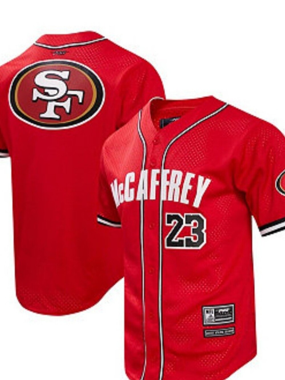 San Francisco 49ers McCaffrey Red Baseball Jersey - #23 Size Mens 3X